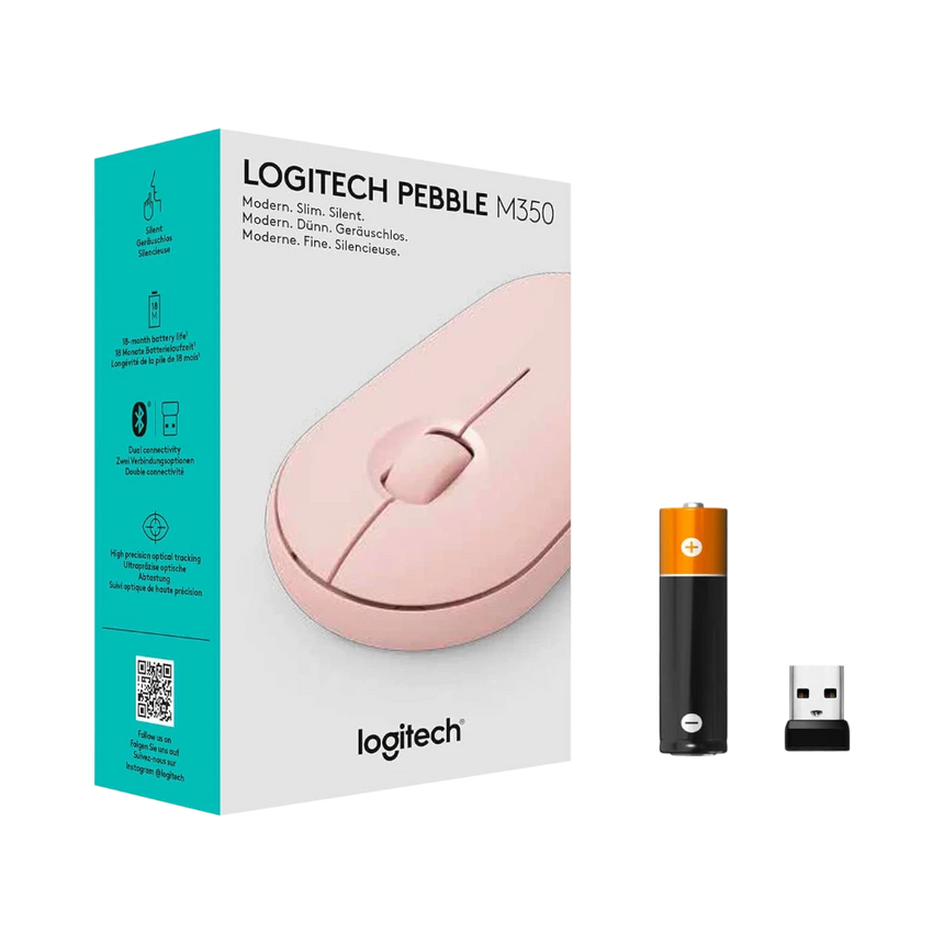Logitech Pebble M350 Wireless Mouse (Rose) — Being Shipped