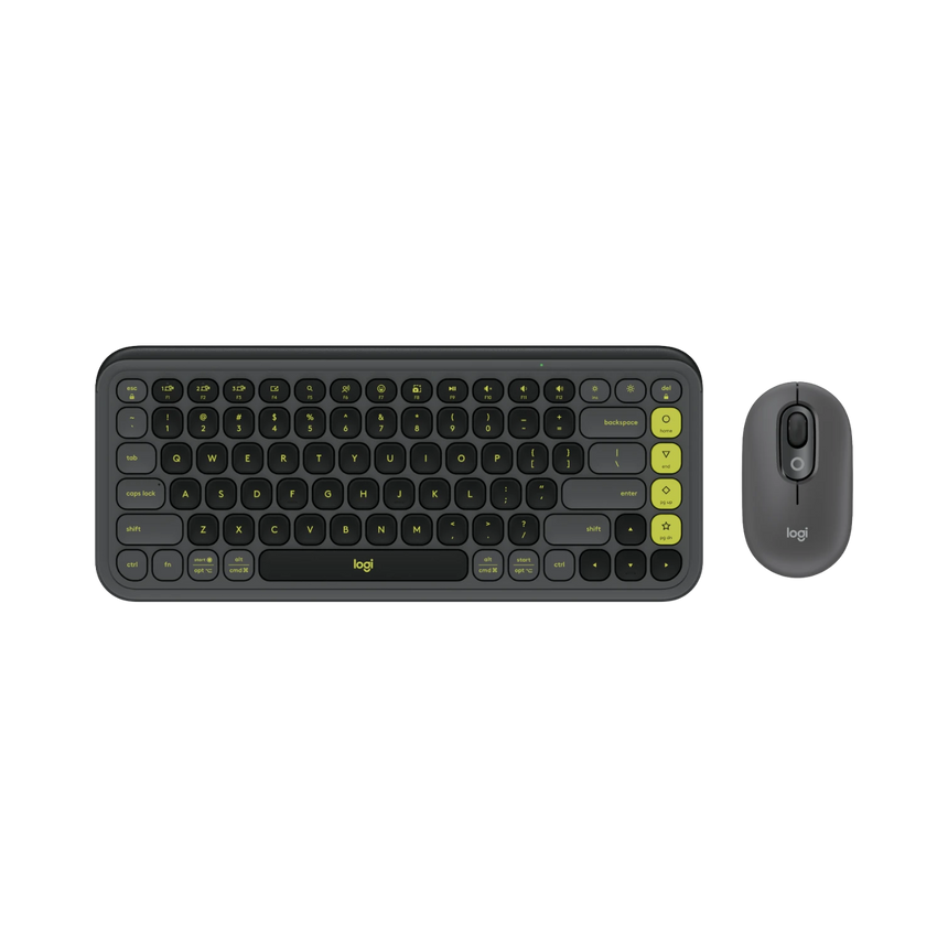 Logitech POP ICON Wireless Keyboard & Mouse Combo (Graphite & Green) — Being Shipped