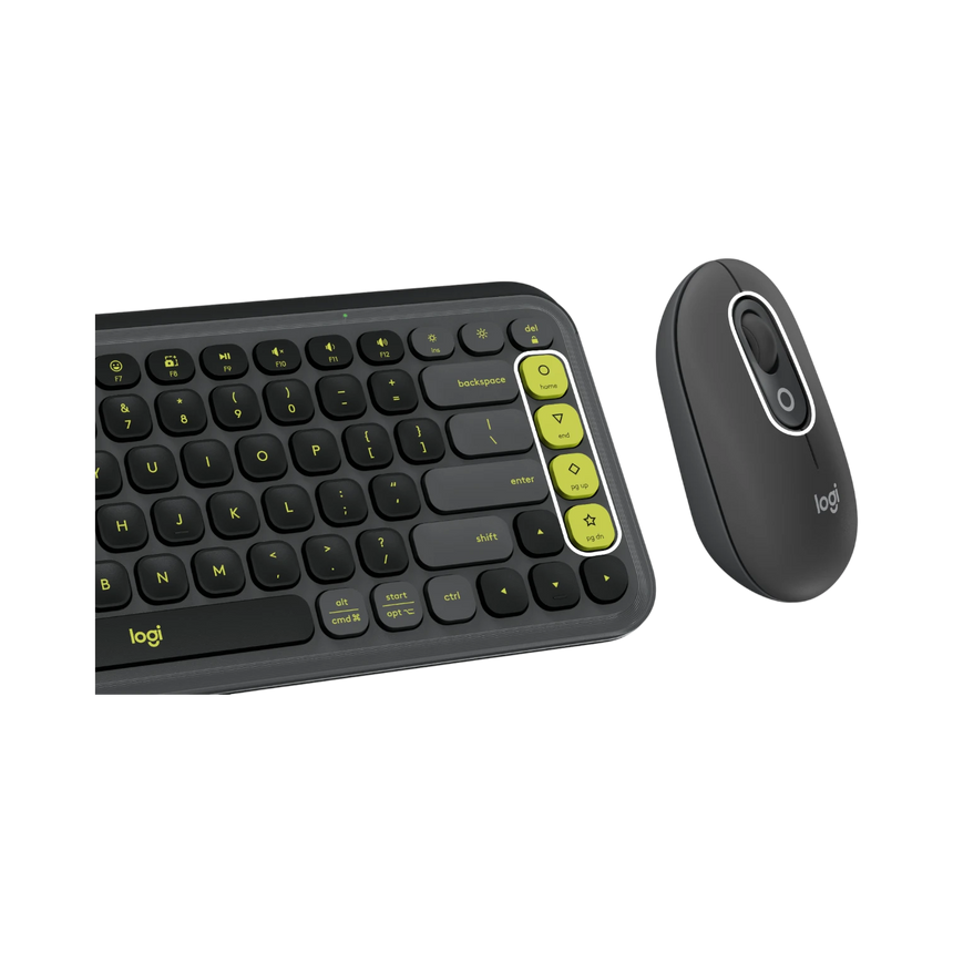 Logitech POP ICON Wireless Keyboard & Mouse Combo (Graphite & Green) — Being Shipped