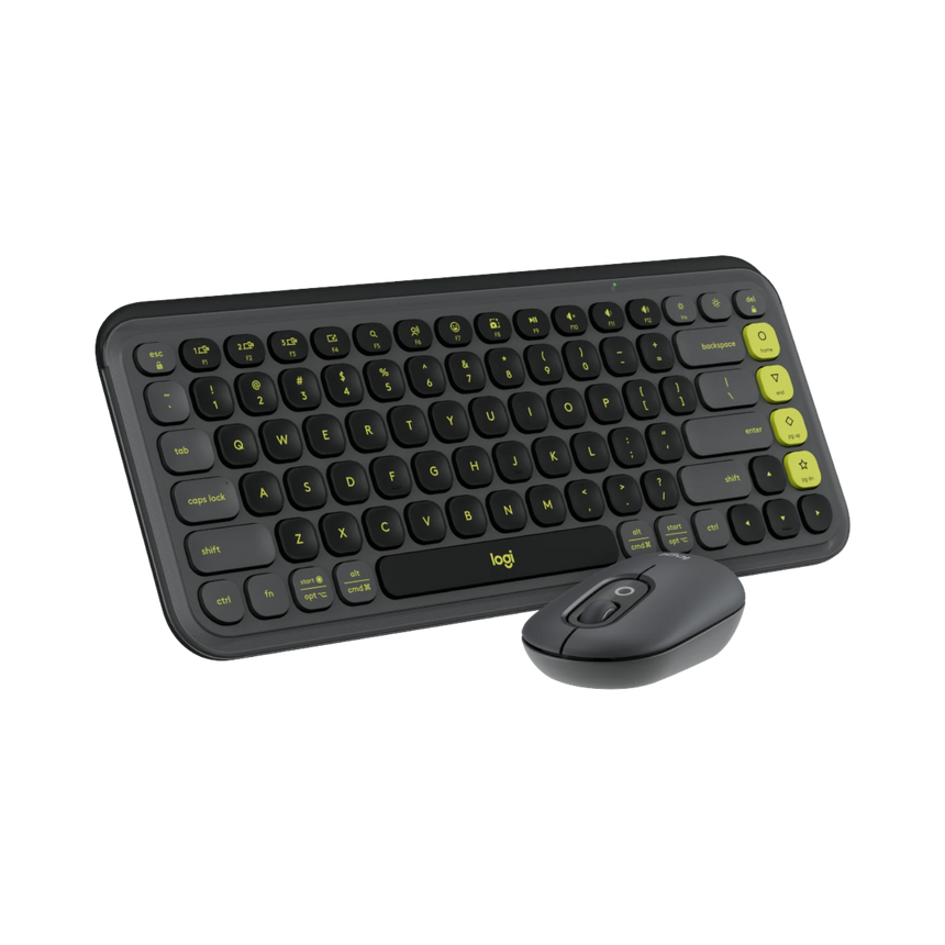 Logitech POP ICON Wireless Keyboard & Mouse Combo (Graphite & Green) — Being Shipped
