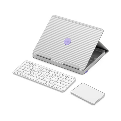 Logitech Casa Pop-Up Desk Work From Home Kit Compact Wireless Keyboard with Laptop Stand (Nordic Calm) — Being Shipped