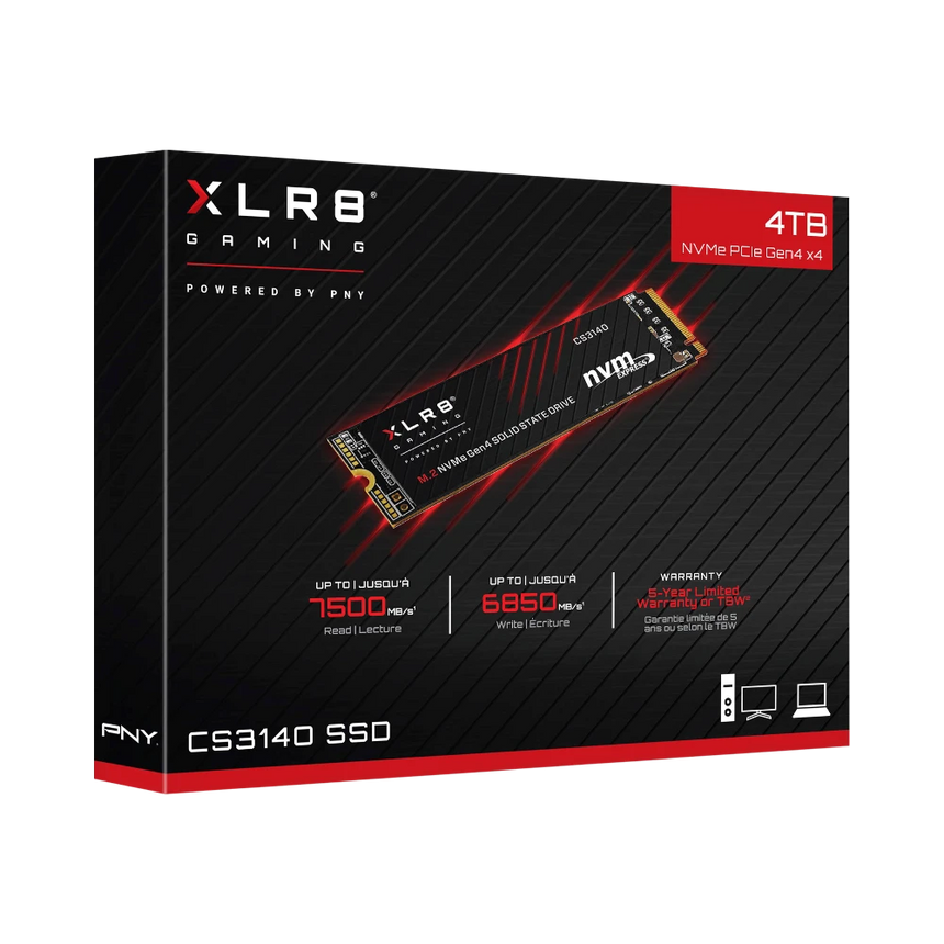 PNY XLR8 CS3140 4TB M.2 2280 PCIe 4.0 x4 NVMe Internal SSD — Being Shipped