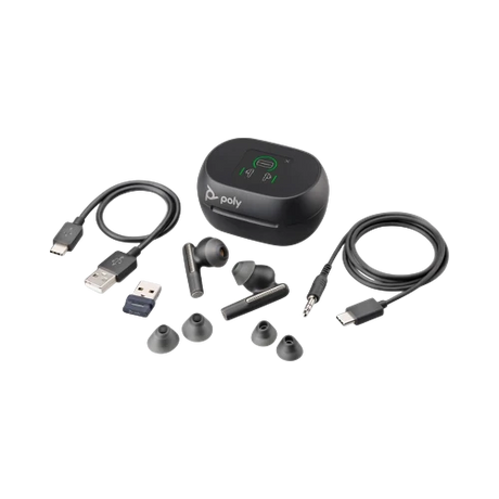 Poly Voyager Free 60+ UC Wireless Earbuds (USB-A Dongle, Carbon Black) — Being Shipped
