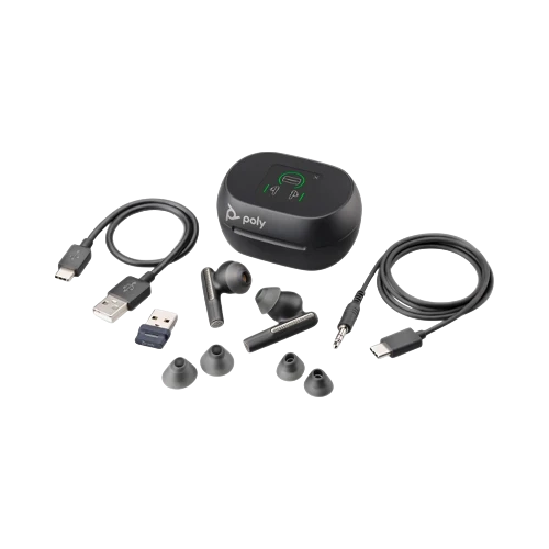 Poly Voyager Free 60+ UC Wireless Earbuds (USB-A Dongle, Carbon Black) — Being Shipped