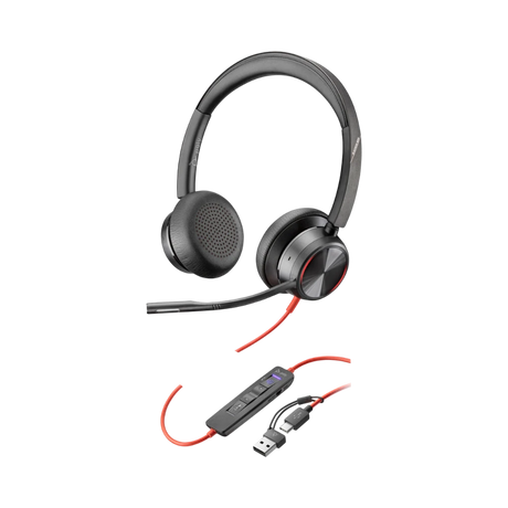 Poly Blackwire 8225 Stereo USB-C Headset with USB-C to USB-A Adapter (Microsoft Teams Certified) — Being Shipped