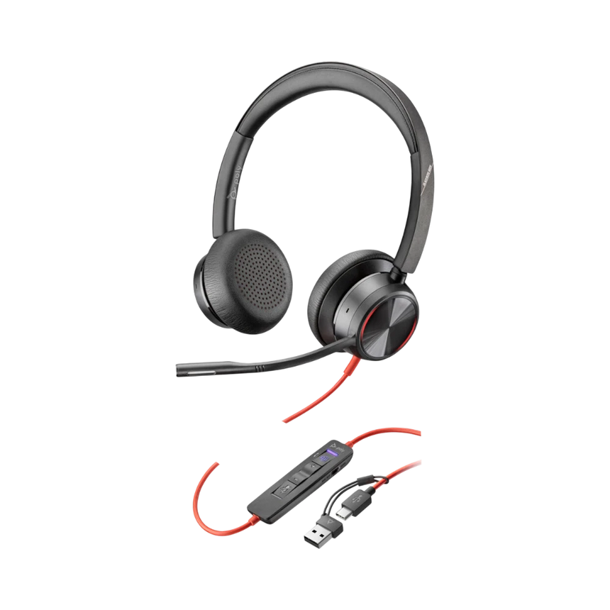 Poly Blackwire 8225 Stereo USB-C Headset with USB-C to USB-A Adapter (Microsoft Teams Certified) — Being Shipped