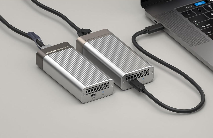 QNAP QNA-UC10G1SF 10 Gb/s USB4 to SFP+ Network Adapter — Being Shipped