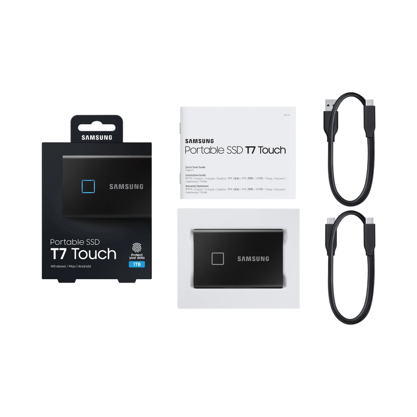 Samsung T7 Touch 1TB PCIe NVMe USB 3.2 Gen 2 Portable SSD (Black) — Being Shipped