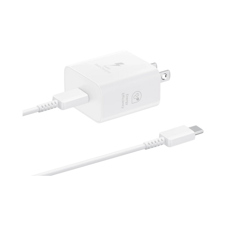 Samsung 25W PD Power Adapter with USB C Cable (White) — Being Shipped