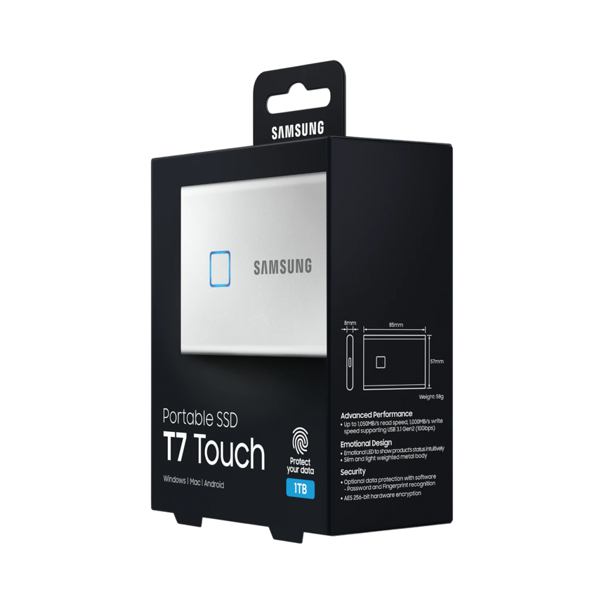 Samsung T7 Touch 1TB PCIe NVMe USB 3.2 Gen 2 Portable SSD (Silver) — Being Shipped