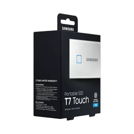 Samsung T7 Touch 1TB PCIe NVMe USB 3.2 Gen 2 Portable SSD (Silver) — Being Shipped