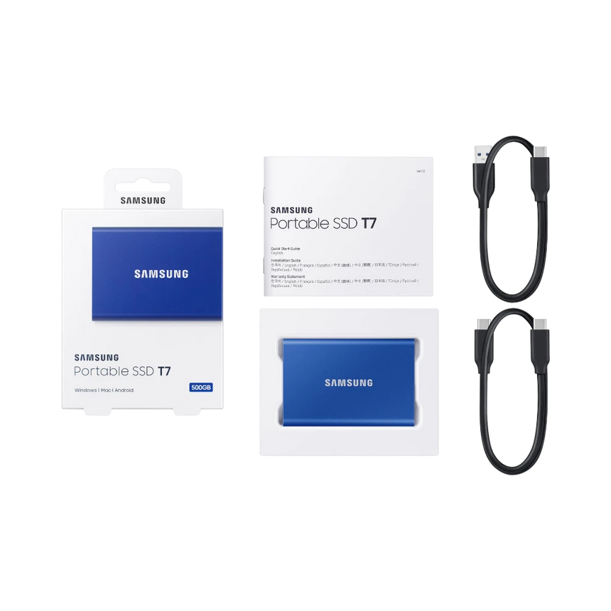 Samsung T7 500GB PCIe NVMe USB 3.2 Gen 2 Portable SSD (Indigo Blue) — Being Shipped