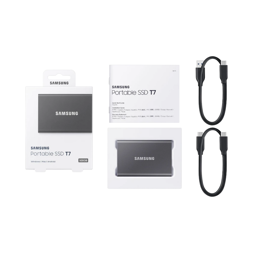 Samsung T7 500GB PCIe NVMe USB 3.2 Gen 2 Portable SSD (Titan Gray) — Being Shipped