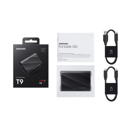 Samsung T9 1TB USB-C 3.2 Gen 2x2 Rubber Portable SSD (Black) — Being Shipped