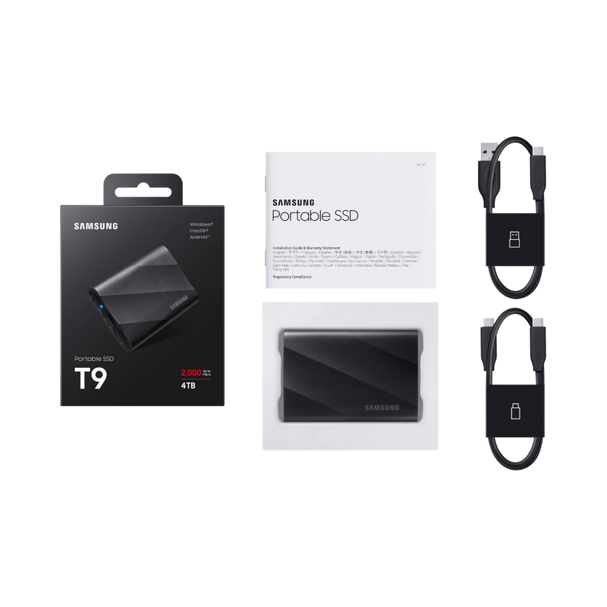 Samsung T9 4TB USB-C 3.2 PCIe NVMe Rubber Portable SSD (Black) — Being Shipped