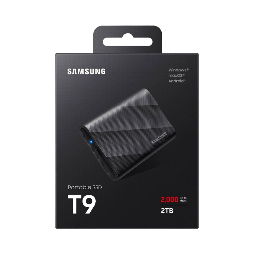 Samsung T9 2TB USB-C 3.2 Gen 2x2 PCIe Rubber Portable SSD (Black) — Being Shipped