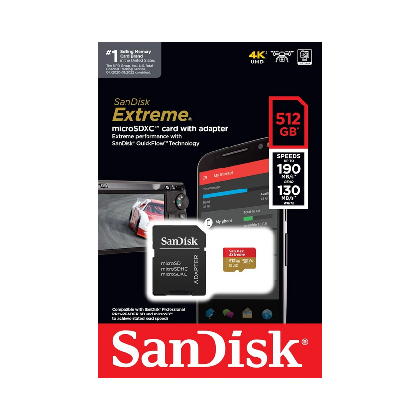 SanDisk Extreme 512GB UHS-I microSDXC Memory Card with SD Adapter — Being Shipped
