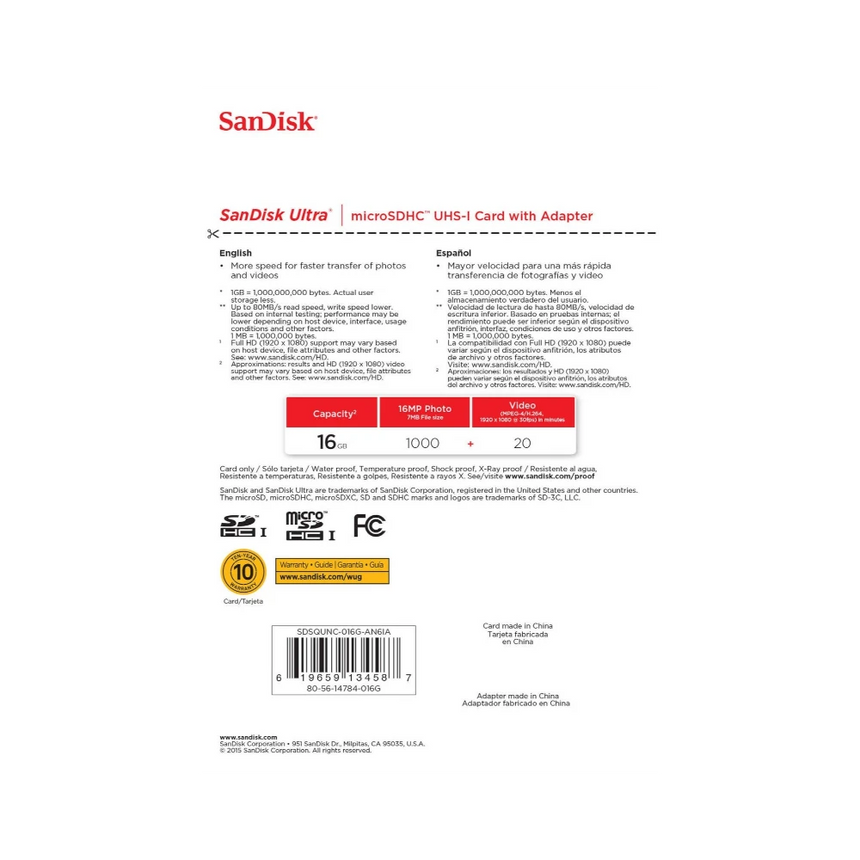 SanDisk Ultra 16GB UHS-I microSDHC Memory Card (Class 10) — Being Shipped