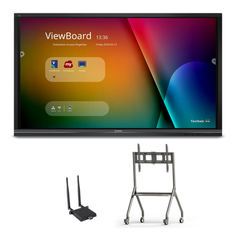 ViewSonic IFP5550-E4 55" UHD 4K ViewBoard Interactive Flat Panel Bundle with Wi-Fi Module & Slim Mobile Cart — Being Shipped