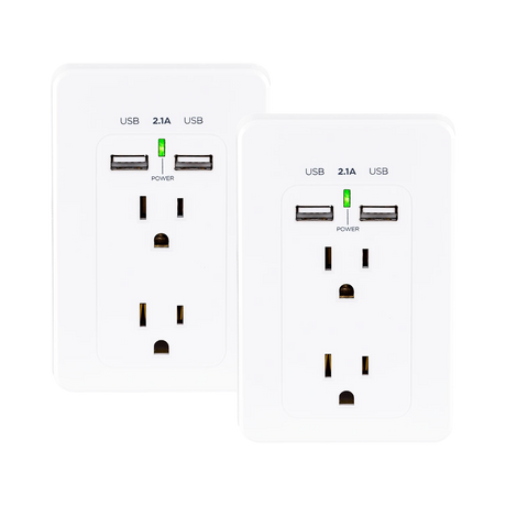 CyberPower 2-Outlet Wall Tap with 2 USB Ports (2-Pack) — Being Shipped