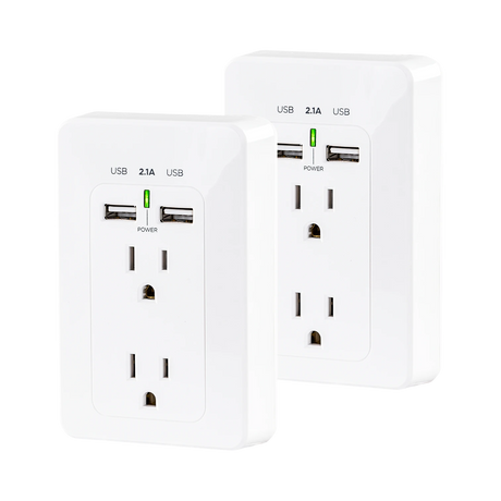 CyberPower 2-Outlet Wall Tap with 2 USB Ports (2-Pack) — Being Shipped