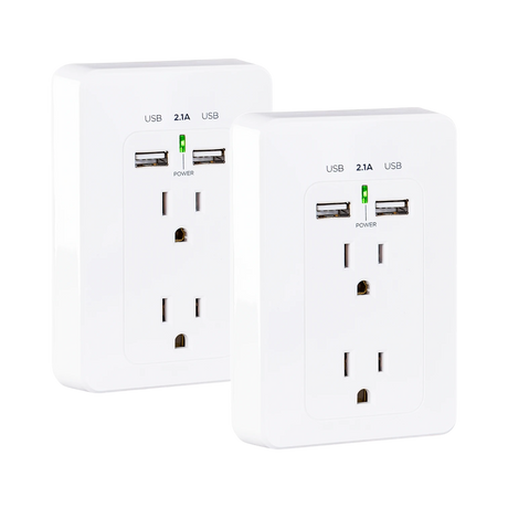 CyberPower 2-Outlet Wall Tap with 2 USB Ports (2-Pack) — Being Shipped