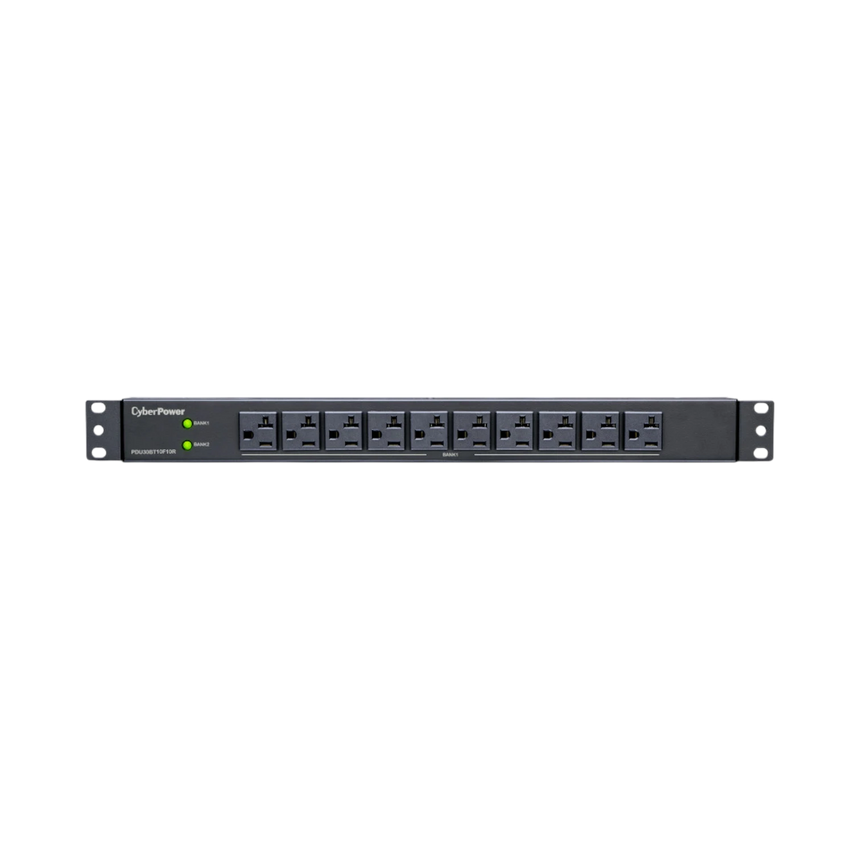 CyberPower PDU (30A) 24A/120V / 50/60Hz, Nema L5-30P Plug, 20 Nema 5-20R )10 Front/10 Rear)1U/12' Cord — Being Shipped