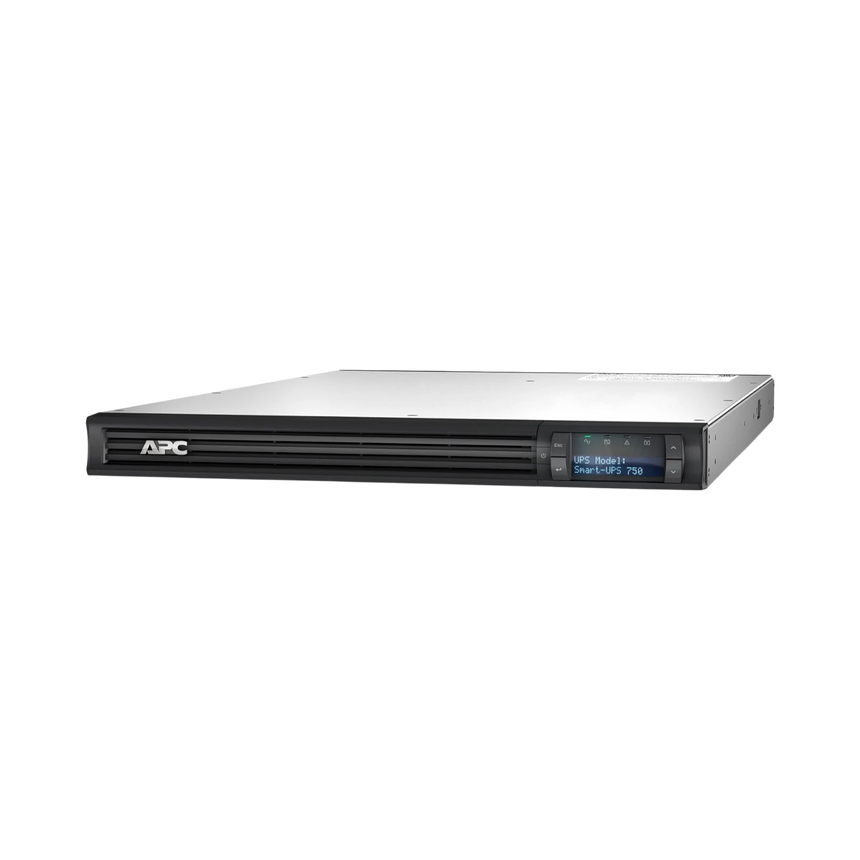 APC Smart-UPS, Line Interactive, 750 VA, LCD, Rackmount 1U, 120V, 4x NEMA 5-15R outlet, USB, AVR, Short Depth — Being Shipped