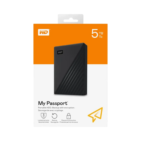 Western Digital 5TB My Passport USB 3.2 Gen 1 External Hard Drive (Black) — Being Shipped