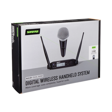 Shure GLXD24+ Dual-Band Wireless Vocal System with SM58 Microphone (Z3: 2.4, 5.8 GHz) — Being Shipped