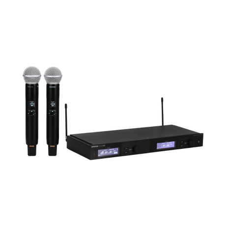 Shure SLXD24D/SM58 Dual-Channel Digital Wireless Handheld Microphone System with SM58 Capsules (J52: 558 to 602 + 614 to 616 MHz) — Being Shipped