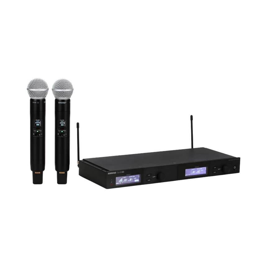 Shure SLXD24D/SM58 Dual-Channel Digital Wireless Handheld Microphone System with SM58 Capsules (J52: 558 to 602 + 614 to 616 MHz) — Being Shipped