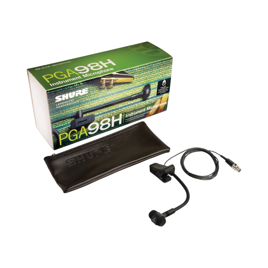Shure PGA98H-XLR Clip-On Cardioid Condenser Horn Mic with Inline Preamp & Cable (15') — Being Shipped