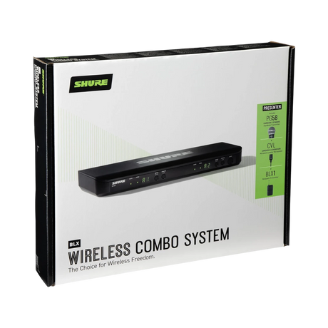 Shure BLX1288/CVL Dual-Channel Wireless Combo Lavalier & Handheld Microphone System (H9: 512 to 542 MHz) — Being Shipped