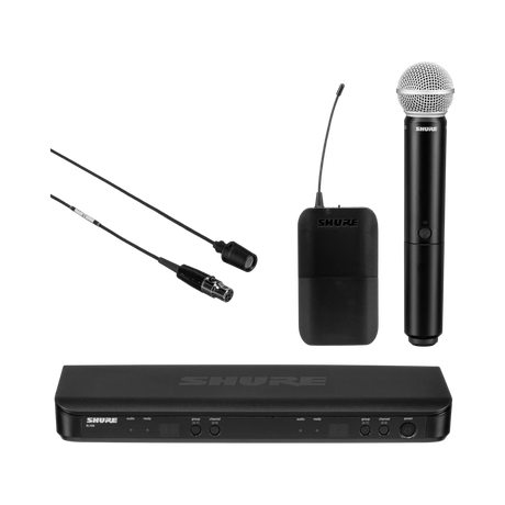 Shure BLX1288/CVL Dual-Channel Wireless Combo Lavalier & Handheld Microphone System (H9: 512 to 542 MHz) — Being Shipped
