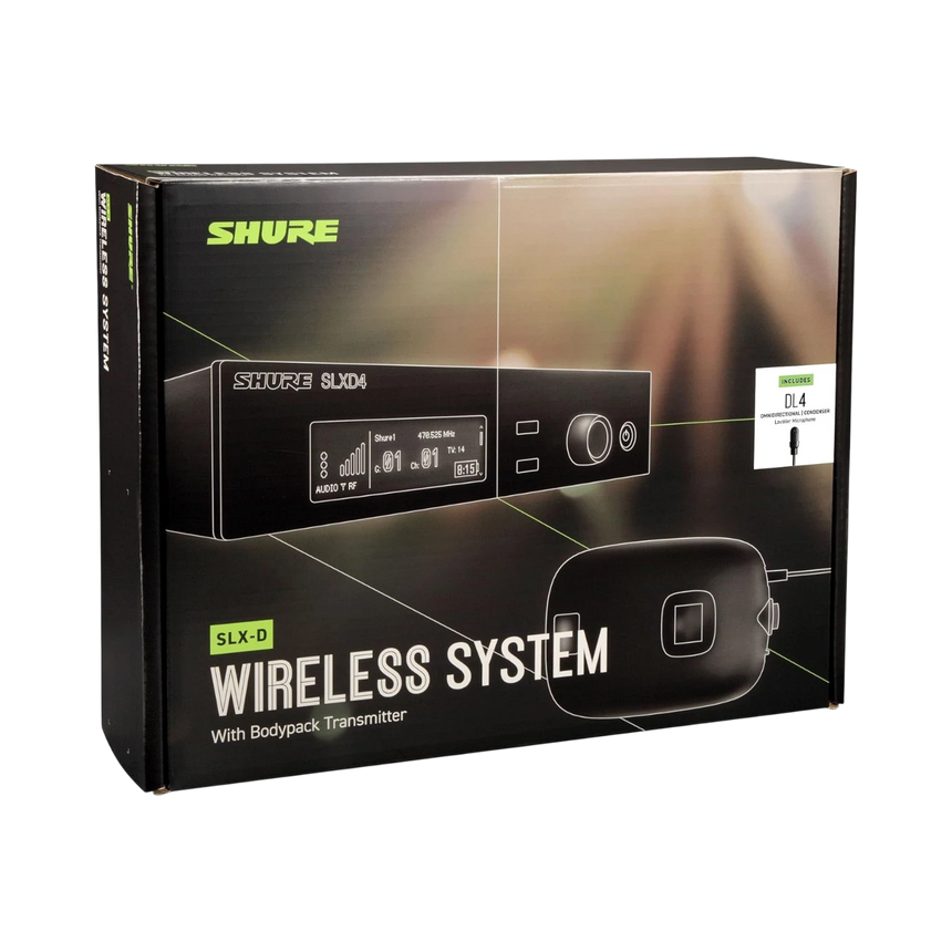 Shure SLXD14/DL4B Digital Wireless DuraPlex Omni Lavalier Microphone System (J52: 558 to 602 + 614 to 616 MHz) — Being Shipped