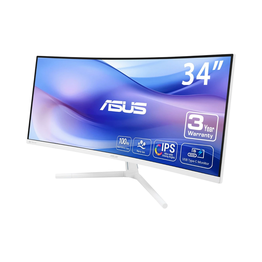 ASUS VU34WCIP-W 34" 21:9 100Hz WQHD HDR TFT LCD Ultrawide Curved Eye Care Monitor — Being Shipped
