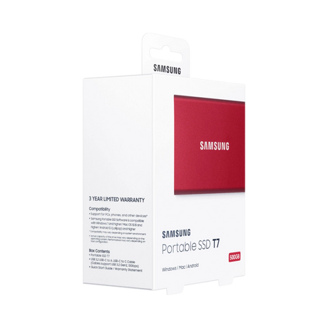 Samsung T7 500GB PCIe NVMe USB 3.2 Gen 2 Portable SSD (Metallic Red) — Being Shipped