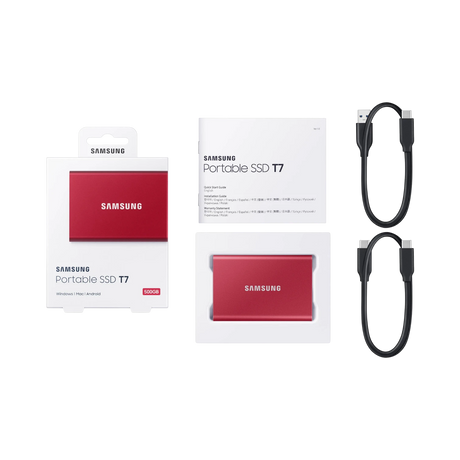 Samsung T7 500GB PCIe NVMe USB 3.2 Gen 2 Portable SSD (Metallic Red) — Being Shipped