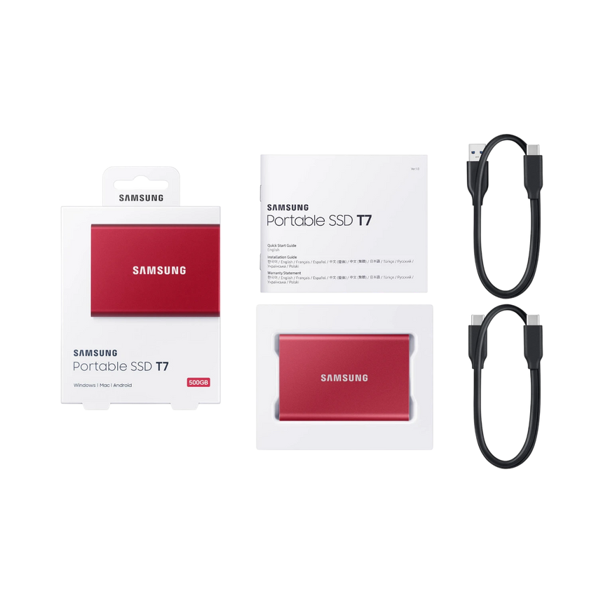 Samsung T7 500GB PCIe NVMe USB 3.2 Gen 2 Portable SSD (Metallic Red) — Being Shipped