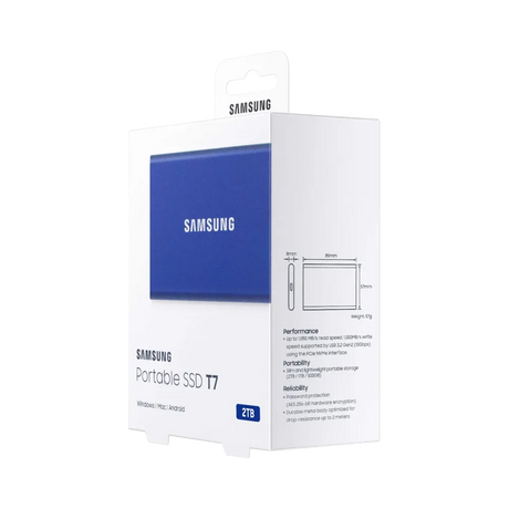 Samsung T7 1TB USB 3.2 Gen.2 Portable External SSD (Indigo Blue) — Being Shipped