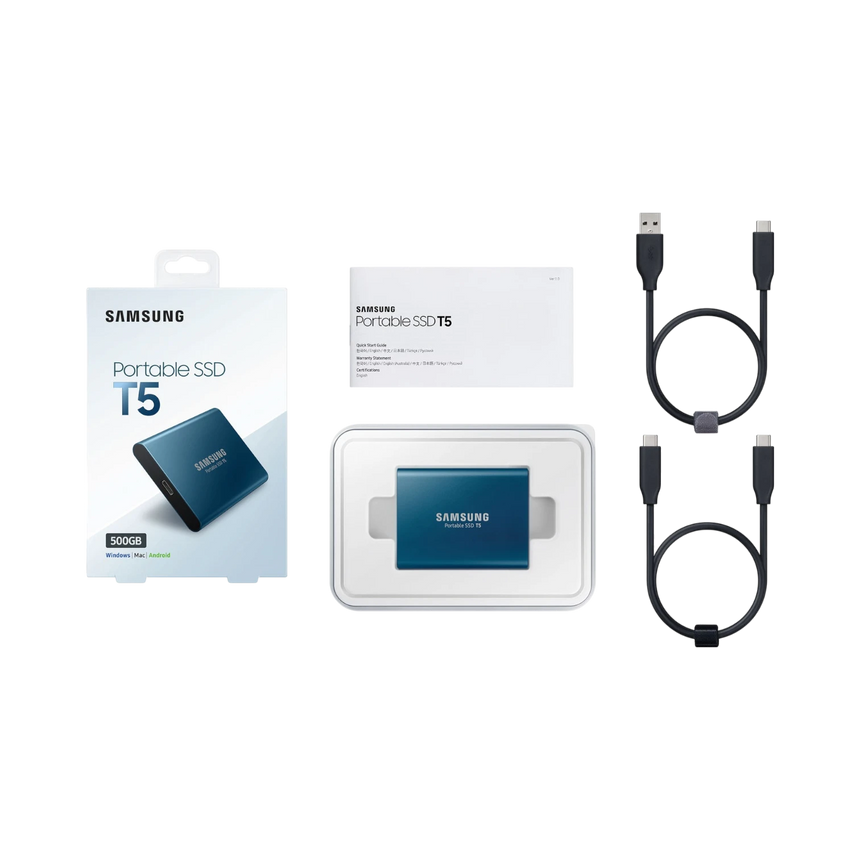 Samsung T5 500GB USB 3.1 Type-C Portable SSD (Blue) — Being Shipped