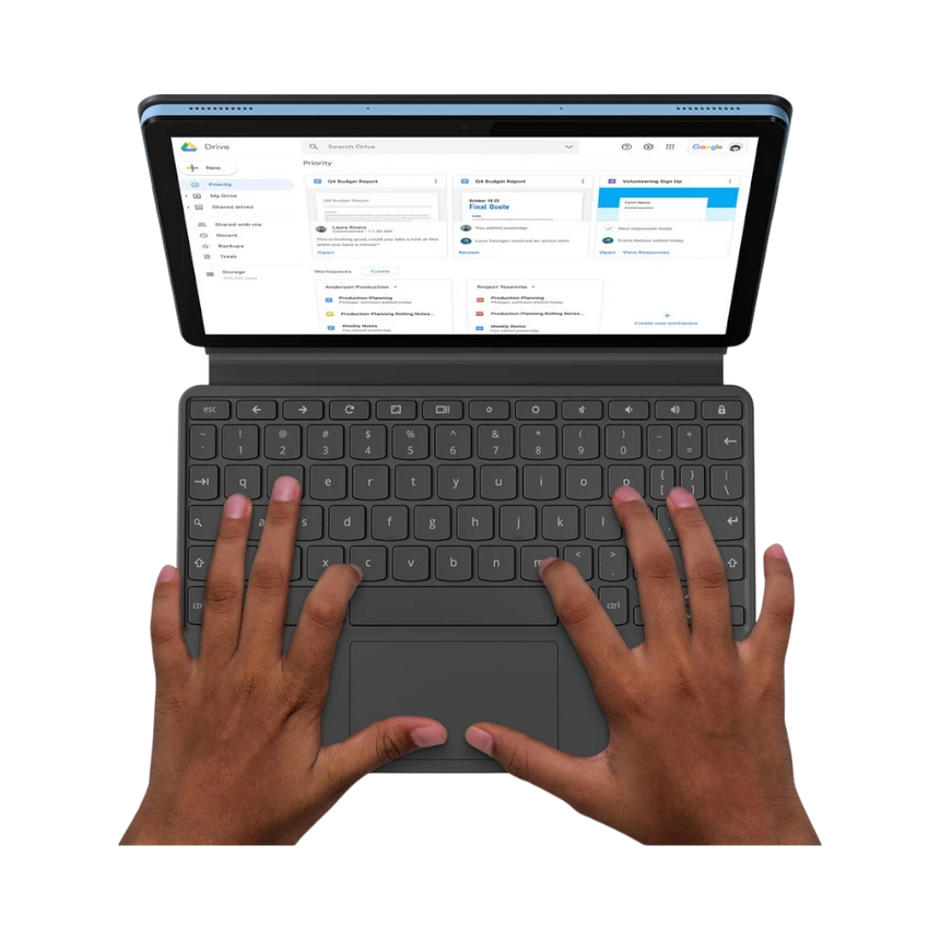 Lenovo IdeaPad Duet 10.1" Multi-Touch 2-in-1 Chromebook, MediaTek Helio P60T, 4GB RAM, 64GB eMMC (Ice Blue & Iron Gray) — Being Shipped