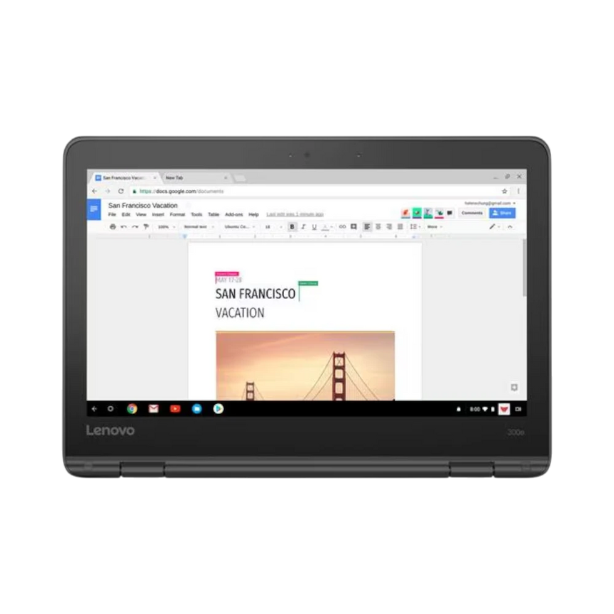 Lenovo 300e Chromebook 2nd Gen 11.6" Touchscreen Chromebook, Intel Celeron N4020, 4GB RAM, 32GB eMMC (Black) — Being Shipped
