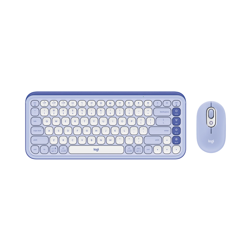 Logitech POP ICON Wireless Keyboard & Mouse Combo (Lilac & Off-White) — Being Shipped