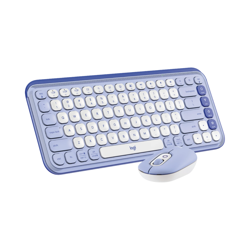 Logitech POP ICON Wireless Keyboard & Mouse Combo (Lilac & Off-White) — Being Shipped