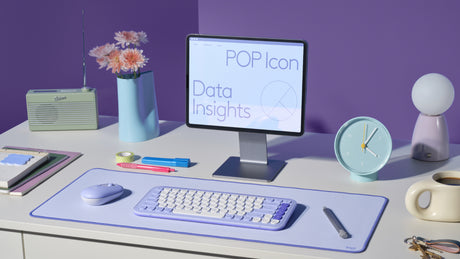 Logitech POP ICON Wireless Keyboard & Mouse Combo (Lilac & Off-White) — Being Shipped