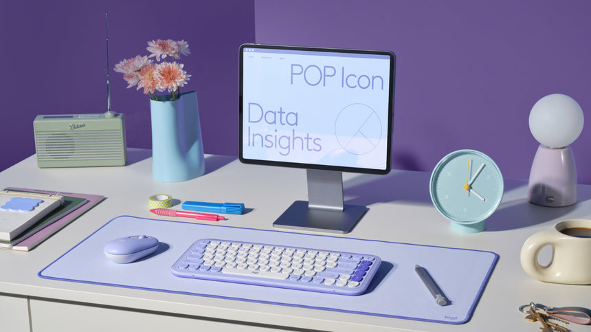 Logitech POP ICON Wireless Keyboard & Mouse Combo (Lilac & Off-White) — Being Shipped