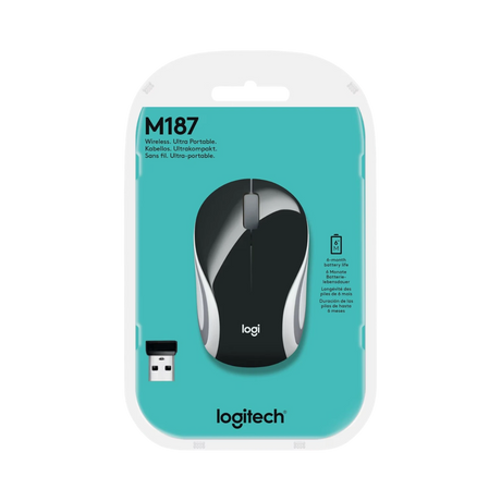 Logitech M187 Mini Wireless Optical Wireless Ambidextrous Mouse (Black& White) — Being Shipped