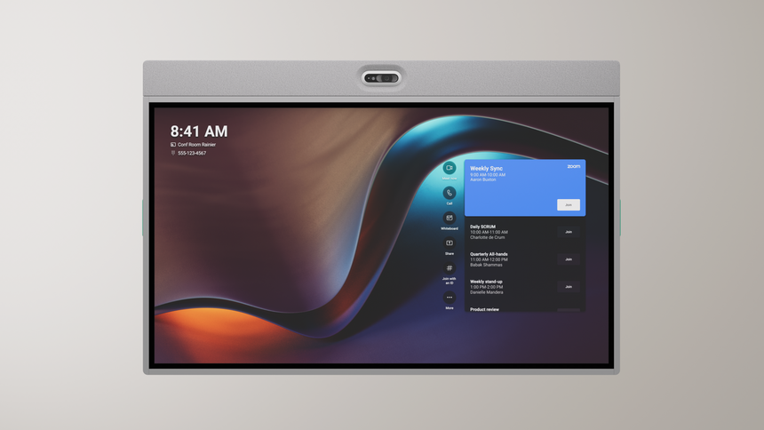 Logitech Rally Board 65 UHD 4K Commercial Touchscreen Monitor with Webcam & Microphone (Off-White) — Being Shipped